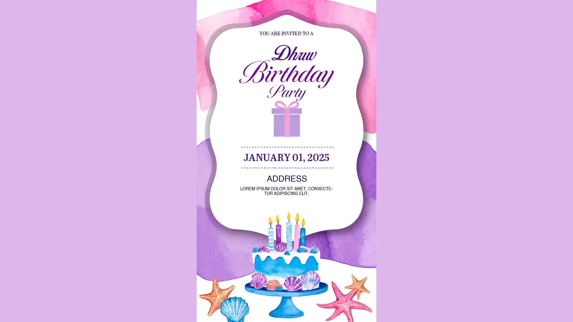 Watercolor Theme Birthday Party Invitation Card for Instagram Story image